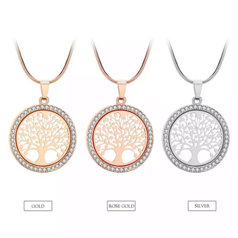 Tree Of Life Crystal Round Small Pendant Necklace - Picture 3 of 6